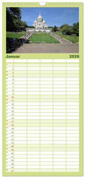 Produktbild: Familienplaner 2026 - Paris mit 5 Spalten (Wandkalender, 21 x 45 cm) CALVENDO