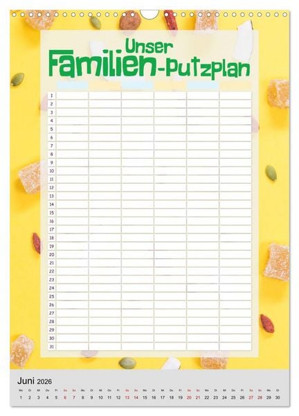 Produktbild: Unser Familien-Putzplan & Kalender 2026 (Wandkalender 2026 DIN A3 hoch), CALVENDO Monatskalender