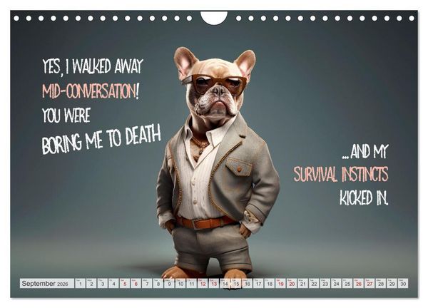 Produktbild: Crazy dogs COOL SAYINGS (Wall Calendar 2026 DIN A4 landscape), CALVENDO 12 Month Wall Calendar