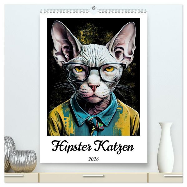 Produktbild: Hipster Katzen (hochwertiger Premium Wandkalender 2026 DIN A2 hoch), Kunstdruck in Hochglanz