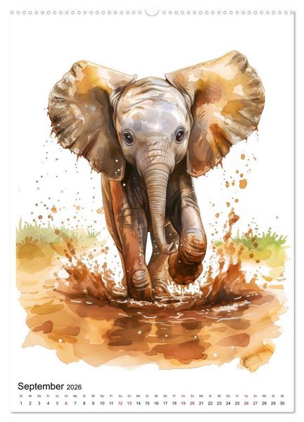 Produktbild: Afrikas Tiere - Illustriert in Wasserfarben (hochwertiger Premium Wandkalender 2026 DIN A2 hoch), Kunstdruck in Hochglanz