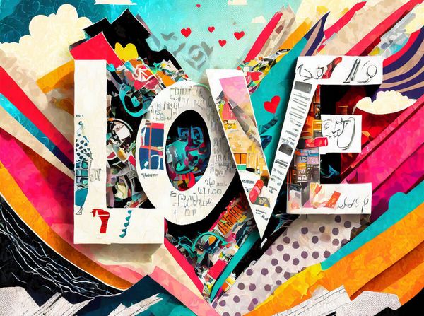Produktbild: CALVENDO Puzzle Buntes gerissenes Papier Design mit Text Love | 2000 Teile Lege-Gr&ouml;&szlig;e 90x67cm Foto-Puzzle f&uuml;r gl&uuml;ckliche Stunden