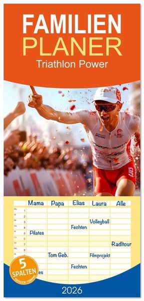 Produktbild: Familienplaner 2026 - Triathlon Power mit 5 Spalten (Wandkalender, 21 x 45 cm) CALVENDO
