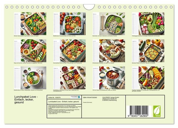 Produktbild: Lunchpaket Love - Einfach, lecker, gesund (Wandkalender 2026 DIN A4 quer), CALVENDO Monatskalender