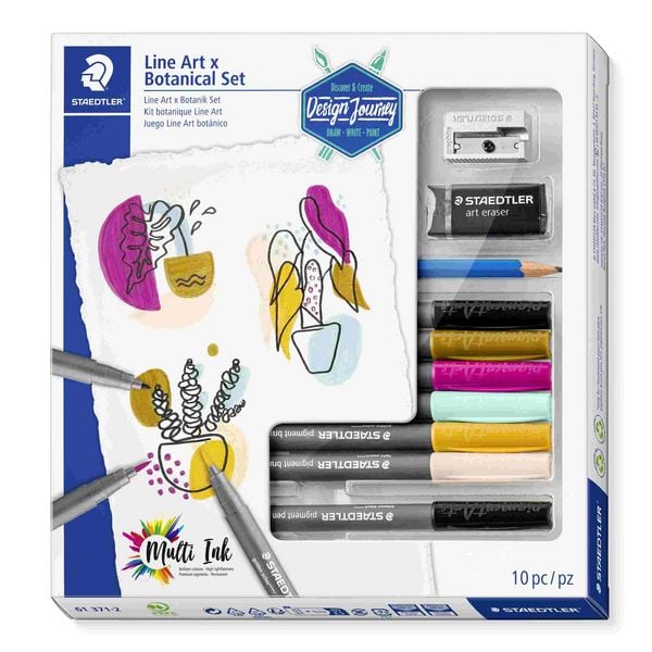 Produktbild: STAEDTLER Schreib- und Zeichbedarf pigment brush 371 Line Art & Botanical Set, Design Journey, botanisch inspirierte Farben, 10er Set