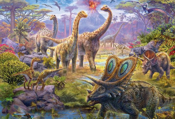 Produktbild: Dinos, Puzzle-Box, 2 x 60, 2 x100 Teile im Metallkoffer