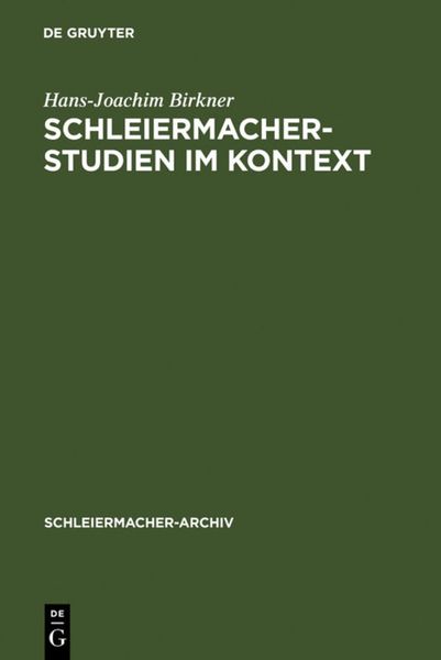 Produktbild: Schleiermacher-Studien im Kontext