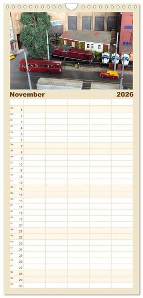 Produktbild: Familienplaner 2026 - Bahn-Nostalgie im Modell mit 5 Spalten (Wandkalender, 21 x 45 cm) CALVENDO