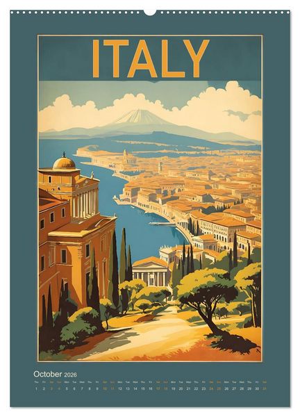 Produktbild: World Travel Posters - Nostalgic Trip Around the Globe (Wall Calendar 2026 DIN A2 portrait), CALVENDO 12 Month Wall Calendar