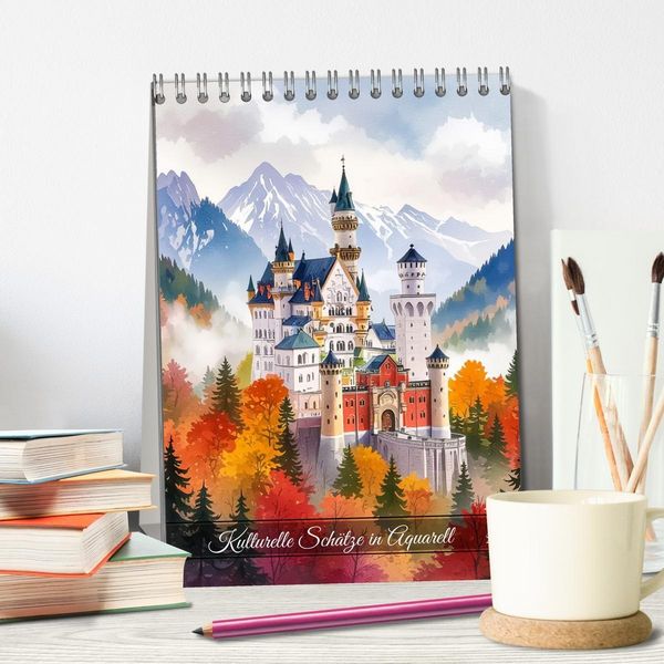 Produktbild: Kulturelle Sch&auml;tze in Aquarell (Tischkalender 2026 DIN A5 hoch), CALVENDO Monatskalender