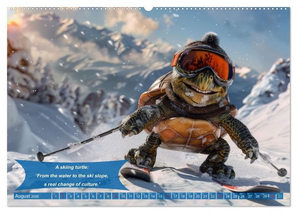 Produktbild: Funny charming animals as skiers (High Quality Premium Wall Calendar 2026 DIN A2 landscape),CALVENDO 12 Month Wall Calendar