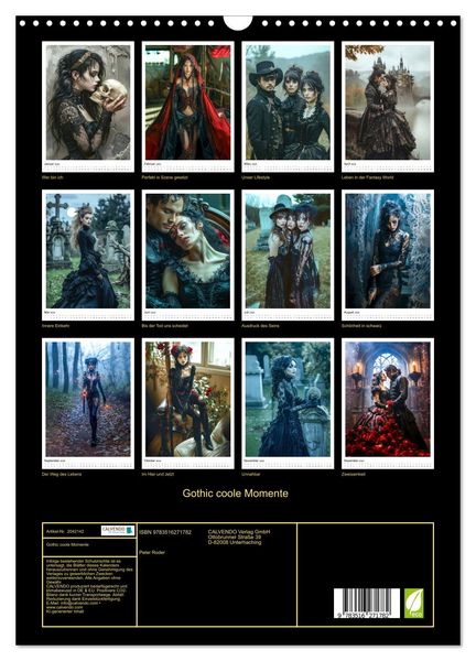 Produktbild: Gothic coole Momente (Wandkalender 2026 DIN A3 hoch), CALVENDO Monatskalender