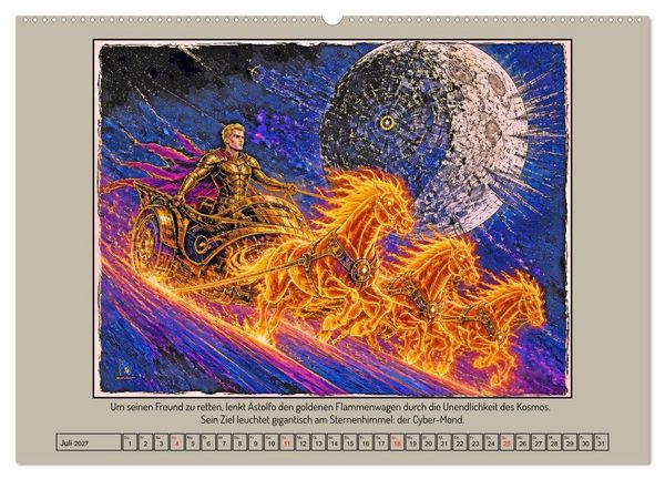 Produktbild: Ritter Roland in der Cyberwelt: Orlando furioso im Cyberpunk-Stil (Wandkalender 2027 DIN A2 quer), CALVENDO Monatskalender