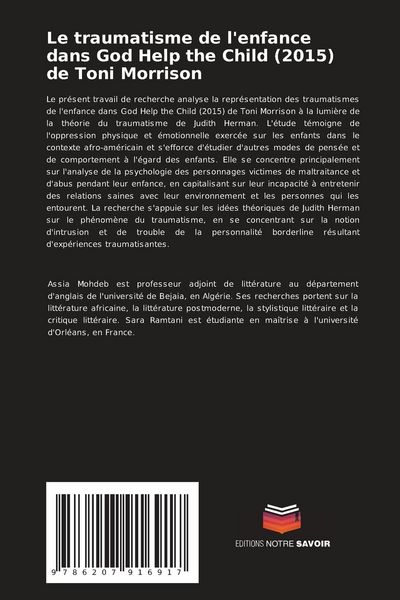 Produktbild: Le traumatisme de l'enfance dans God Help the Child (2015) de Toni Morrison