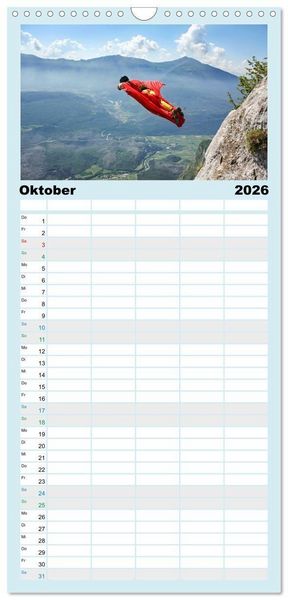 Produktbild: Familienplaner 2026 - Base Jumping Adrenalin- Kick mit 5 Spalten (Wandkalender, 21 x 45 cm) CALVENDO