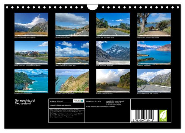 Produktbild: Sehnsuchtsziel Neuseeland (Wandkalender 2026 DIN A4 quer), CALVENDO Monatskalender