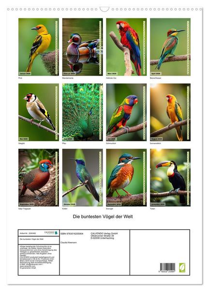 Produktbild: Die buntesten V&ouml;gel der Welt (Wandkalender 2026 DIN A2 hoch), CALVENDO Monatskalender