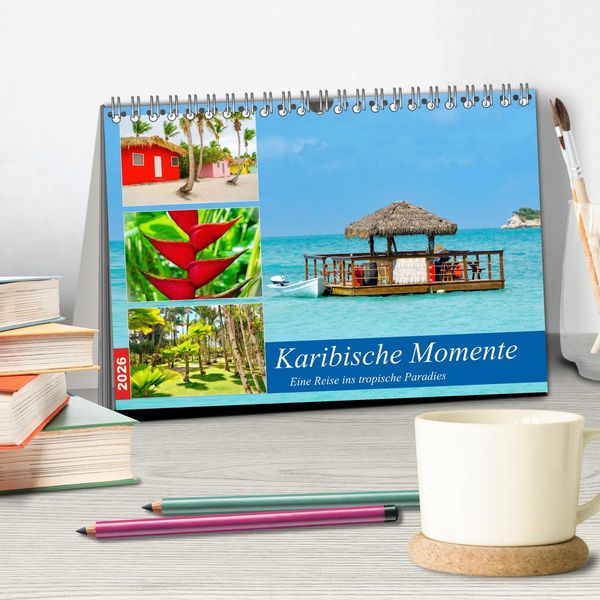 Produktbild: Karibische Momente - Eine Reise ins tropische Paradies (Tischkalender 2026 DIN A5 quer), CALVENDO Monatskalender
