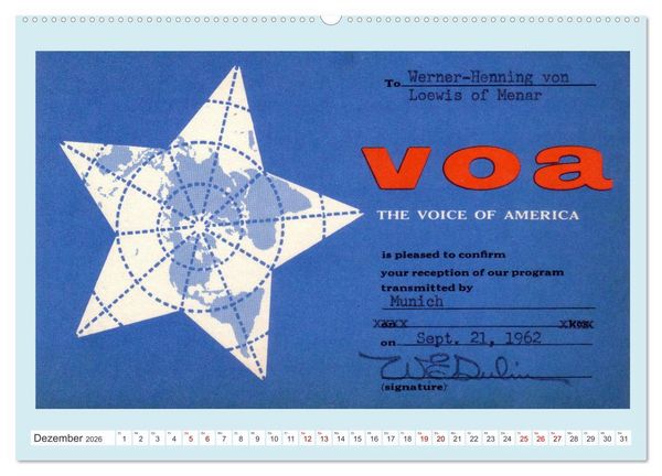 Produktbild: Rundfunk in Deutschland - Historische QSL-Karten (Wandkalender 2026 DIN A2 quer), CALVENDO Monatskalender