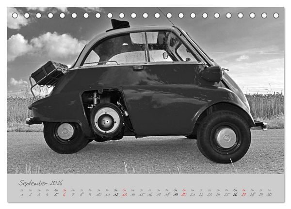 Produktbild: BMW Isetta 300 in schwarzwei&szlig; (Tischkalender 2026 DIN A5 quer), CALVENDO Monatskalender