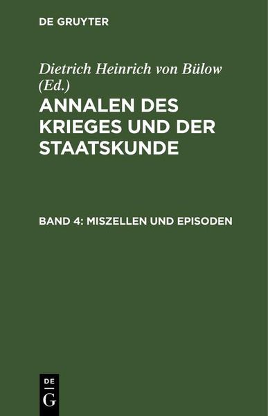 Produktbild: Annalen des Krieges und der Staatskunde. Band 4