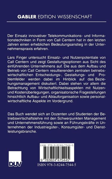 Produktbild: Call Center als Instrument des Beziehungsmanagements