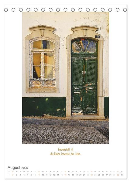 Produktbild: Alte T&uuml;ren und Fenster mit Sinnspr&uuml;chen (Tischkalender 2026 DIN A5 hoch), CALVENDO Monatskalender