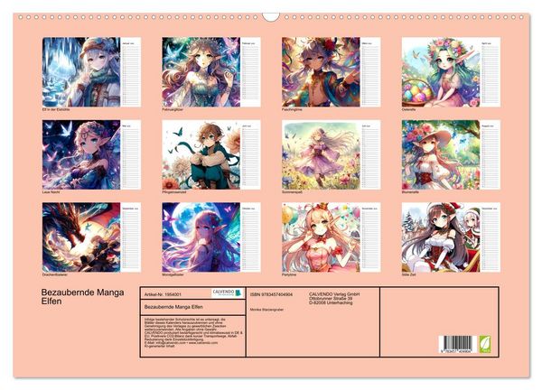 Produktbild: Bezaubernde Manga Elfen (Wandkalender 2026 DIN A2 quer), CALVENDO Monatskalender