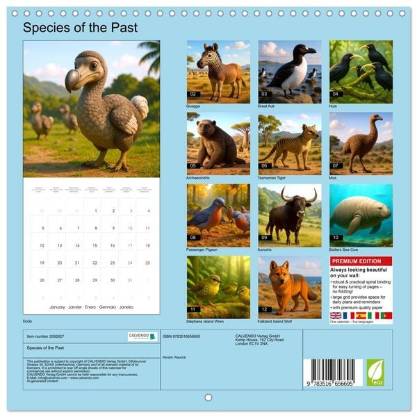 Produktbild: Species of the Past (Wall Calendar 2026 12 &times; 12 Inch) CALVENDO 12 Month Wall Calendar