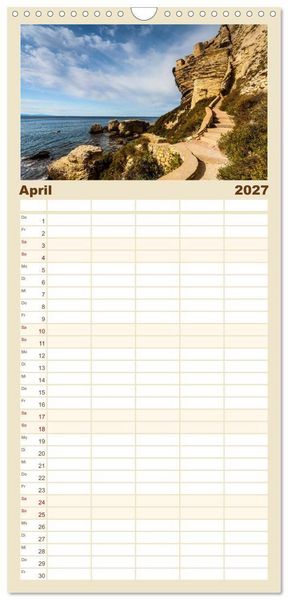 Produktbild: Familienplaner 2027 - Bonifacio. Korsika mit 5 Spalten (Wandkalender, 21 x 45 cm) CALVENDO