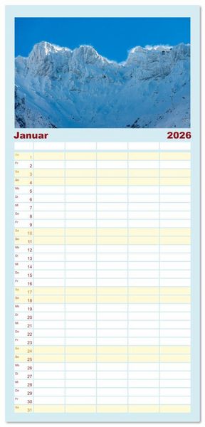 Produktbild: Familienplaner 2026 - Bayerisches Alpenparadies mit 5 Spalten (Wandkalender, 21 x 45 cm) CALVENDO