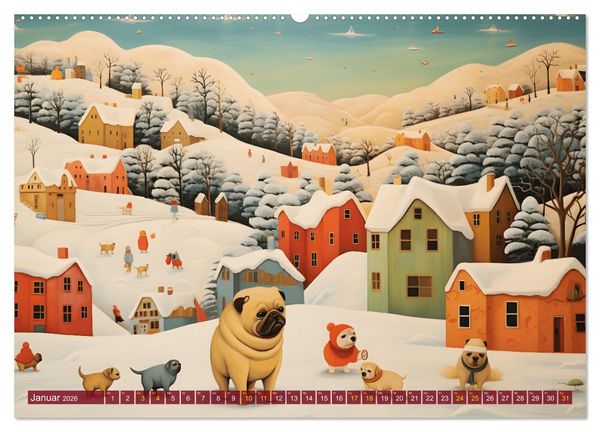 Produktbild: Boteros Hunde - Kunstvoller Kalender im Stile des Boterismo (Wandkalender 2026 DIN A2 quer), CALVENDO Monatskalender