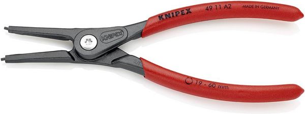 Produktbild: Knipex 49 11 A2 Seegeringzange Passend f&uuml;r (Seegeringzangen) Au&szlig;enringe 19-60 mm Spitzenform (Details) gerade
