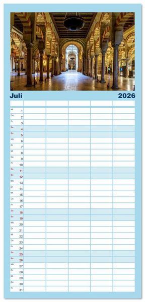 Produktbild: Familienplaner 2026 - Pen&iacute;nsula Ib&eacute;rica mit 5 Spalten (Wandkalender, 21 x 45 cm) CALVENDO