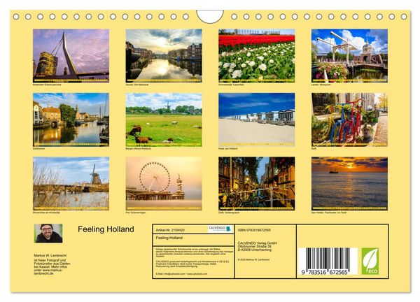 Produktbild: Feeling Holland (Wandkalender 2026 DIN A4 quer), CALVENDO Monatskalender