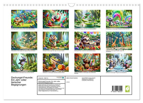 Produktbild: Dschungel-Freunde: Ein Jahr voller tierischer Begegnungen (Wandkalender 2026 DIN A3 quer), CALVENDO Monatskalender