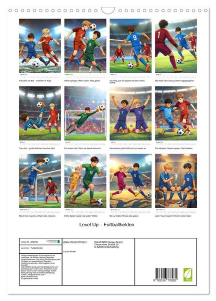 Produktbild: Level Up &ndash; Fu&szlig;ballhelden (Wandkalender 2027 DIN A3 hoch), CALVENDO Monatskalender