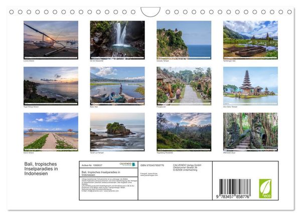Produktbild: Bali, tropisches Inselparadies in Indonesien (Wandkalender 2026 DIN A4 quer), CALVENDO Monatskalender