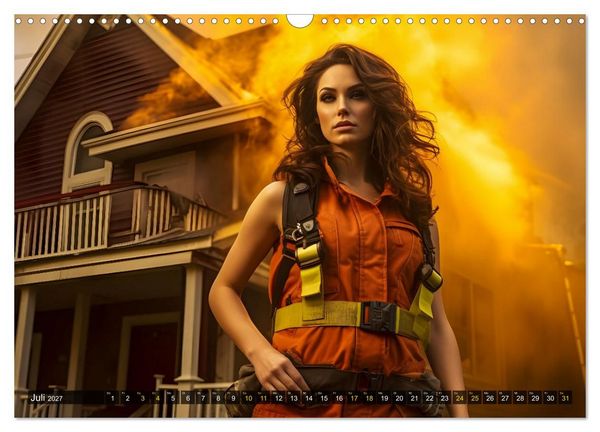 Produktbild: Sexy Feuerwehrfrauen: Hitzige Heldinnen zwischen Lippenstift und L&ouml;scheinsatz (Wandkalender 2027 DIN A3 quer), CALVENDO Monatskalender