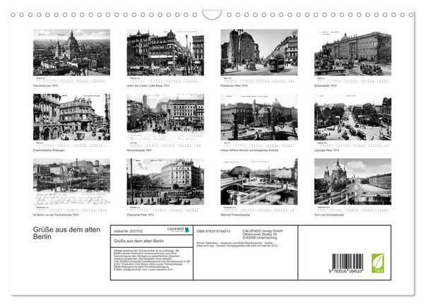 Produktbild: Gr&uuml;&szlig;e aus dem alten Berlin (Wandkalender 2026 DIN A3 quer), CALVENDO Monatskalender