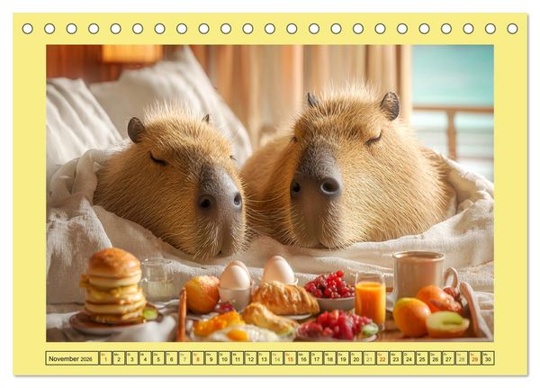 Produktbild: Capybaras on Tour. Wasserschweine als Weltenbummler (Tischkalender 2026 DIN A5 quer), CALVENDO Monatskalender
