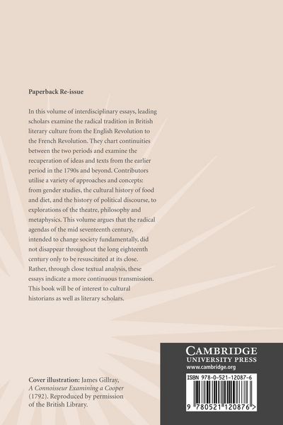 Produktbild: Radicalism in British Literary Culture, 1650 1830