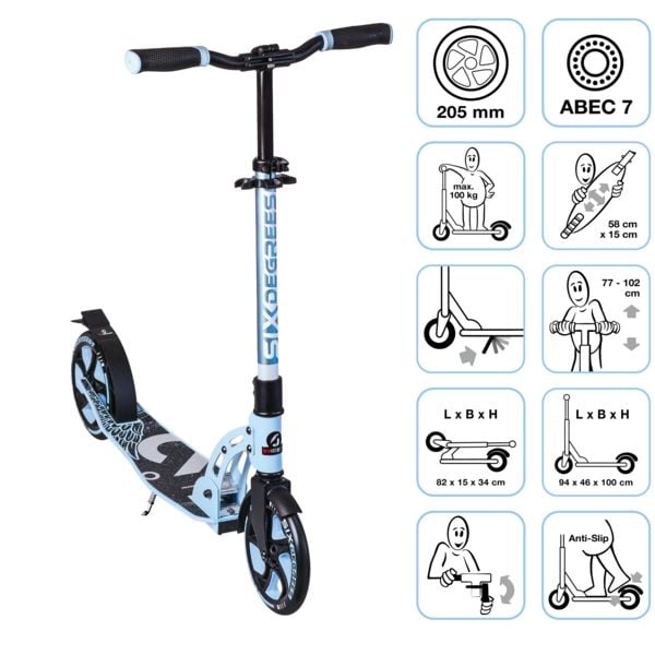 Produktbild: SIX DEGREES Alu Scooter 205 pastellblau