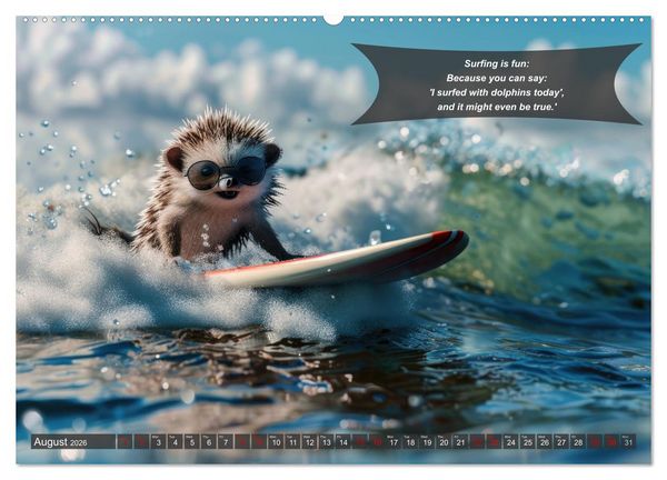 Produktbild: A year of fun with surfing animals (High Quality Premium Wall Calendar 2026 DIN A2 landscape),CALVENDO 12 Month Wall Calendar