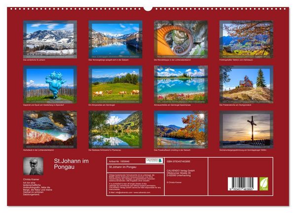 Produktbild: St.Johann im Pongau (hochwertiger Premium Wandkalender 2026 DIN A2 quer), Kunstdruck in Hochglanz