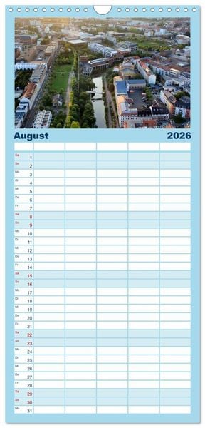 Produktbild: Familienplaner 2026 - &Uuml;ber den D&auml;chern von Leipzig mit 5 Spalten (Wandkalender, 21 x 45 cm) CALVENDO