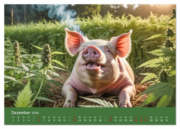 Produktbild: Tiere auf Gras - Der verr&uuml;ckte Cannabis-Kalender voller bekiffter Tiere (Wandkalender 2026 DIN A3 quer), CALVENDO Monatskalender