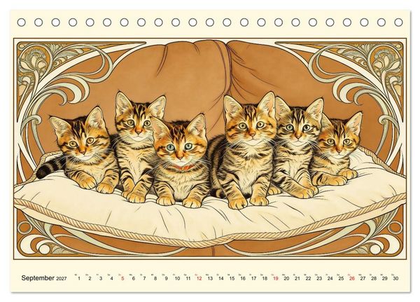 Produktbild: Zauberhafte Jugendstil-Katzen (Tischkalender 2027 DIN A5 quer), CALVENDO Monatskalender