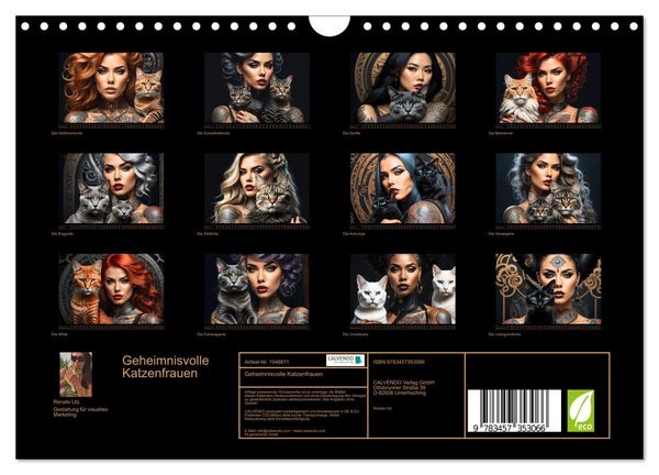 Produktbild: Geheimnisvolle Katzenfrauen (Wandkalender 2026 DIN A4 quer), CALVENDO Monatskalender