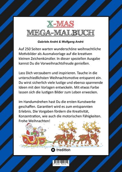 Produktbild: X-Mas Mega Malbuch - 250 Weihnachtliche Motive - Weihnachtsmann - Tiere - Schneemann - Christbaum - Schlitten